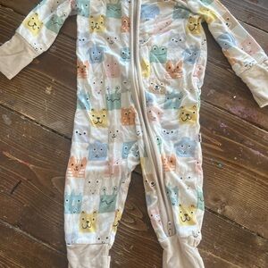 Little Sleepies Blue and Orange Footies with Playful Animal Print